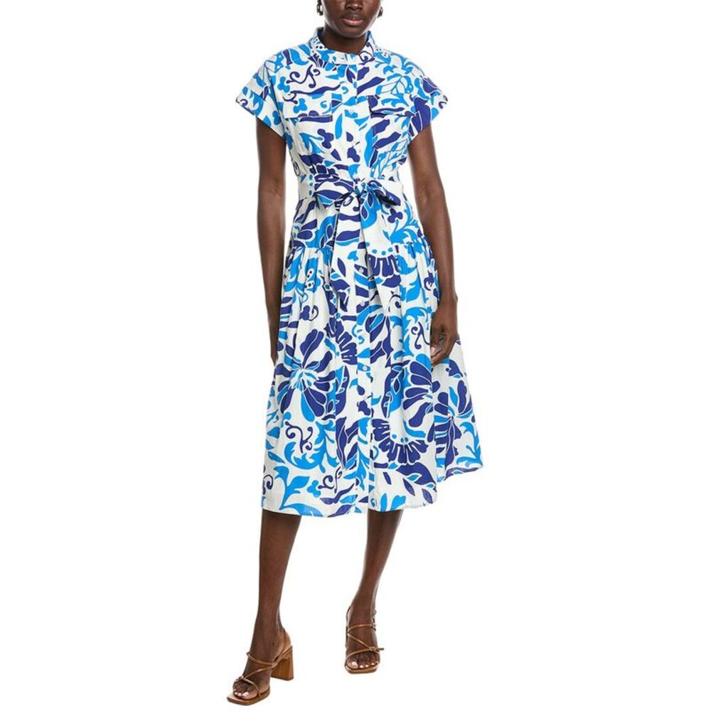 Gracia Womens  Floral Seaport Midi Dress, Blue